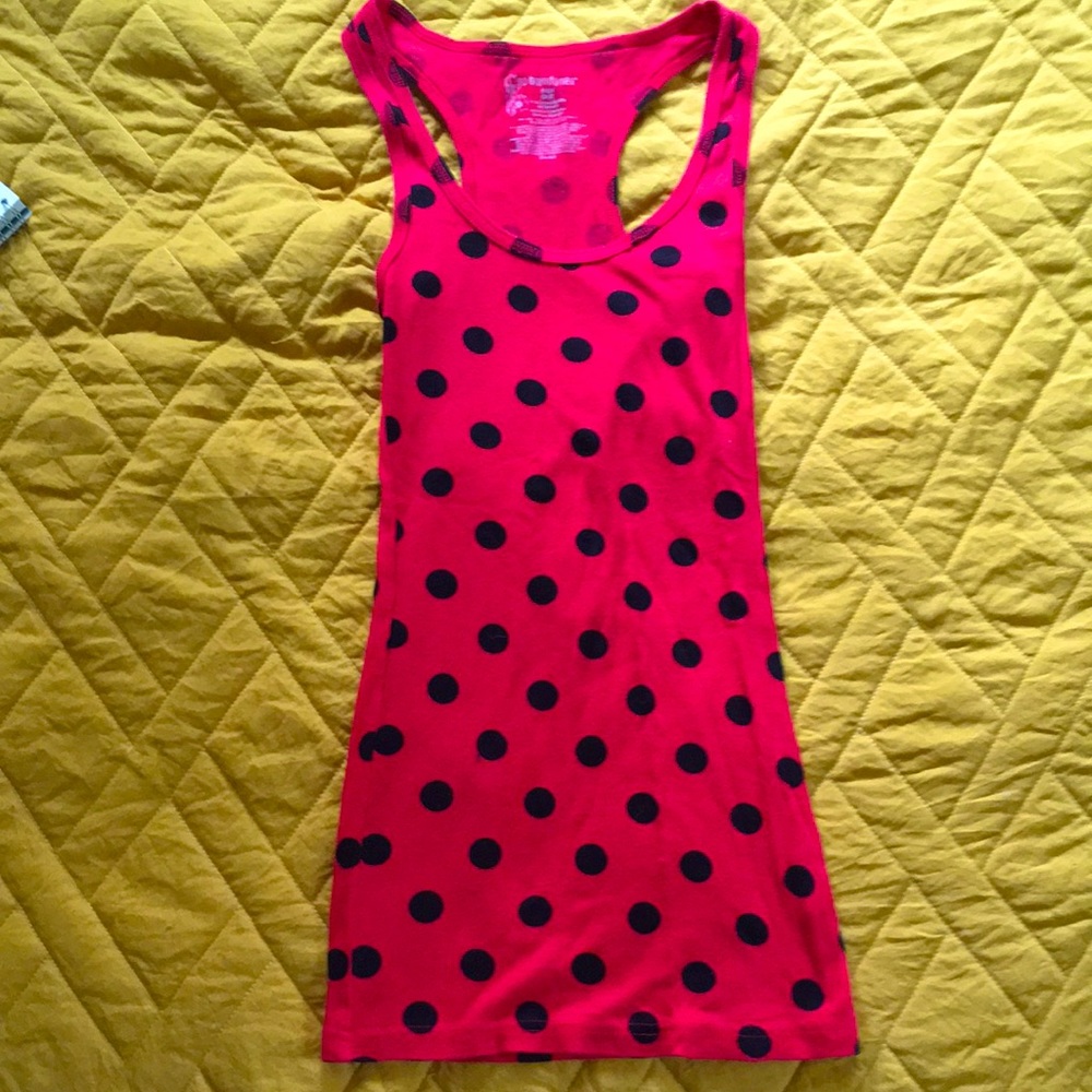 No Boundaries Juniors Red Polka Dot Tank Top